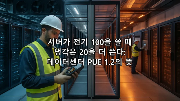 서버가 전기 100을 쓸 때 냉각은 20을 더 쓴다: 데이터센터 PUE 1.2의 뜻